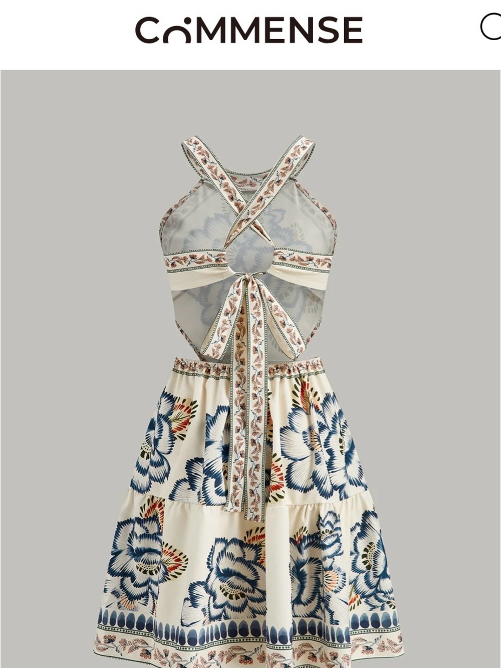 Commense - Floral Print Backless Dress - Picture 10 of 11